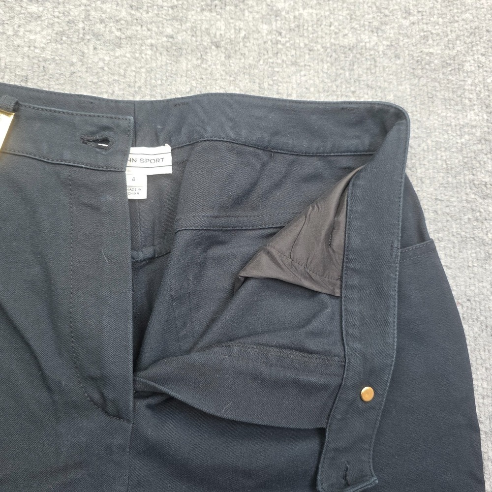 St JOHN SPORT By Marie Gray Pants Women's 4 Black Straight Leg Cotton Stretch - Picture 4 of 14